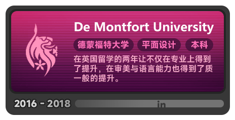 2016–2018 德蒙福特大学，平面设计本科